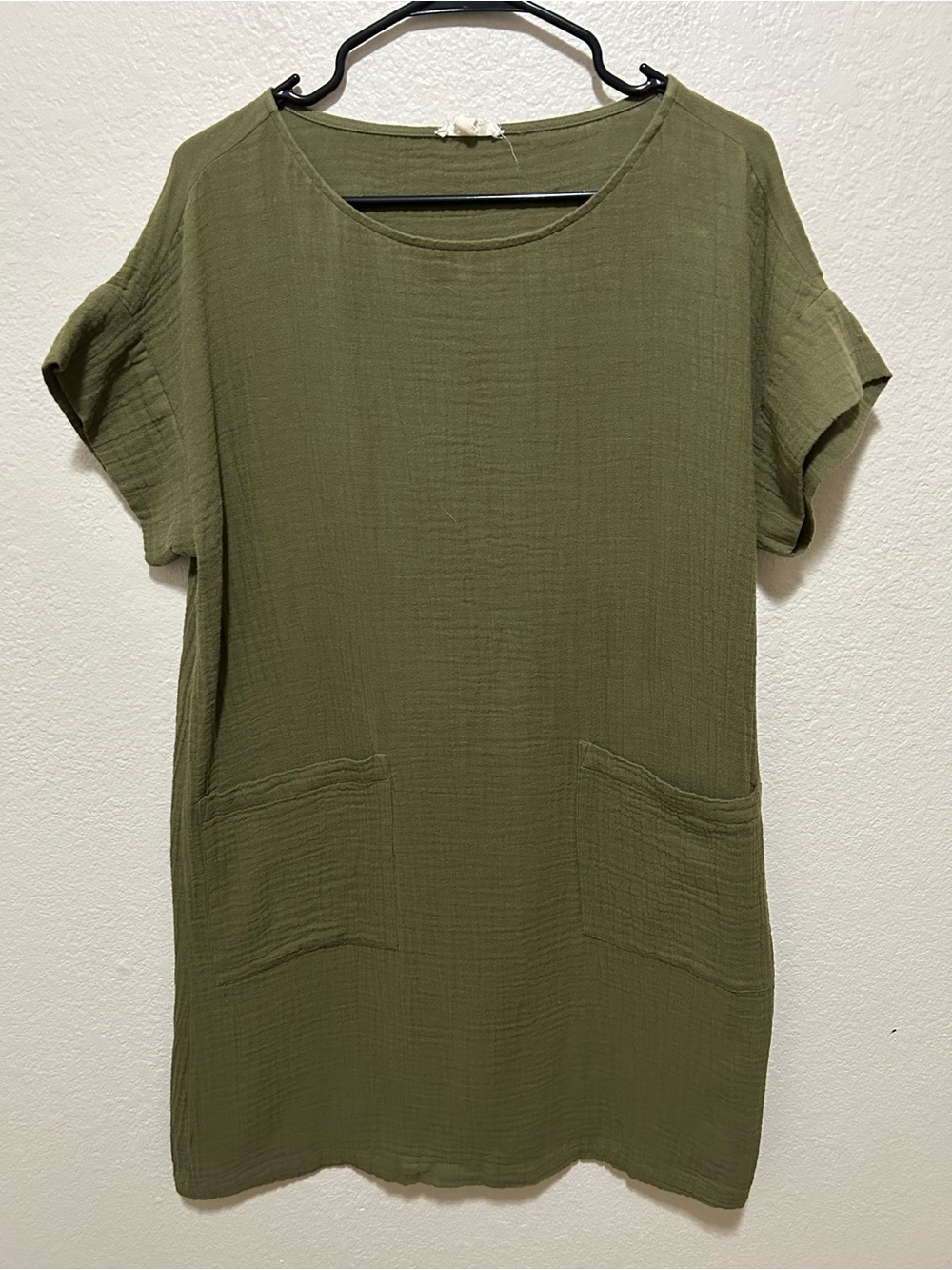 Eileen Fisher Organic Cotton Gauze Shift Dress Oversized Pockets Size Small